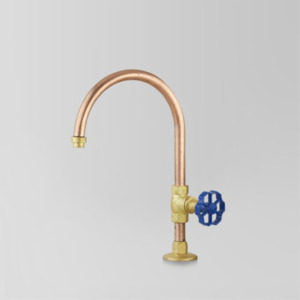 Low Uneven Pressure Bench Mounted Basin Taps: Astra Walker Eden Pillar Tap | Blue Handle