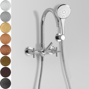 Astra Walker Icon + Wall Mounted Bath Mixer with Multi-Function Hand Shower