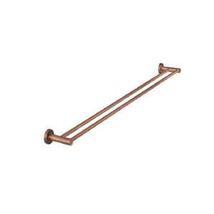 Non Heated Towel Rails And Ladders: Meir Round Double Towel Rail 900mm | Lustre Bronze