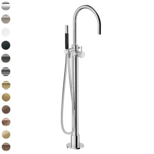 Buddy X Round Floor Mount Bath Filler with Handshower