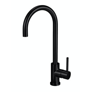 Modern Kitchen Taps: Mercer Aurora Gooseneck Mixer | Black