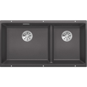 Double Granite Kitchen Sinks: Blanco Silgranit Subline 480/320-U Double Sink | Rock Grey