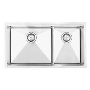 Double Stainless Steel Kitchen Sinks: Mercer Central Workstation | CWS4730.42 | 470 + 300 x 400mm