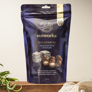 Nutworks Lamington Chocolate Macadamias 75g