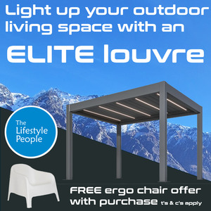 TLP Elite 5mx4mx2.7m Louvre Pergola LED - Free Standing Electric Motor