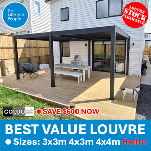 TLP Best Value 6mx4mx2.5m Louvre Pergola - Free Standing - Manual WHITE / GREY ONLY