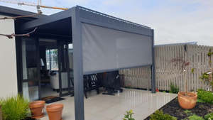 TLP Louvre Track Blinds - Grey Frame - 3728mm x 2340mm (4m side)