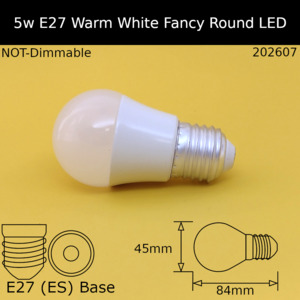 Led Frosted Fancy Round: 5W 230V ES Frosted 3,000k Warm White Fancy Round LED