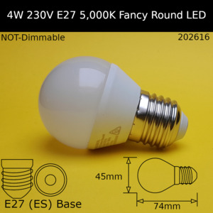4W 230V ES Frosted 5,000k Neutral Daylight Fancy Round LED