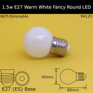 Led Frosted Fancy Round: 1.5W 230V ES Frosted 3,000k Warm White Fancy Round LED