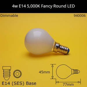 4W 230V SES Frosted Filament 5,000K Neutral Daylight Dimmable Led Fancy Round