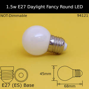 1.5W 230V ES Frosted 6,500k Daylight Fancy Round LED