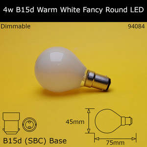 Led Frosted Fancy Round: 4W 230V SBC Frosted Filament 2,700K Warm White Dimmable Led Fancy Round