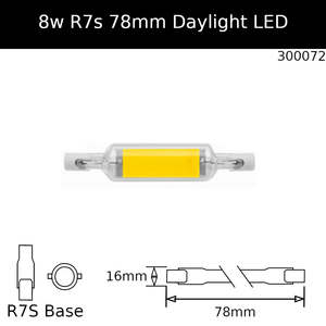 78mm Led Double Ended: 8W 230V 78mm R7s 6,500K Daylight NON Dimmable Linear Led