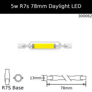 78mm Led Double Ended: 5W 230V 78mm R7s 6,500K Daylight NON Dimmable Linear Led
