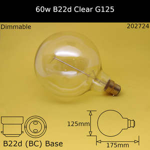 60W 230V BC G125 Squirrel Cage Clear Incandescent Dolly Bulb