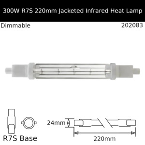 300W 230V R7S 220mm Jacketed Infrared Heat Lamp