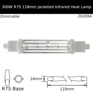 300W 230V R7S 118mm Jacketed Infrared Heat Lamp