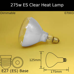 275W 230V ES Clear Heat Lamp