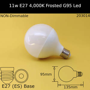 Led Frosted Dolly Bulbs: 11W 230V ES G95 Frosted 4,000K Cool White Led
