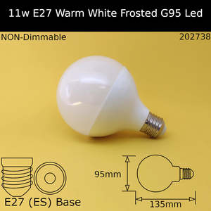 11W 230V ES G95 Frosted 3,000K Warm White Led