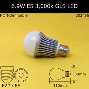 Led Gls Es: 6.9W 230V ES 3,000K Warm White Frosted GLS LED