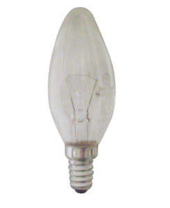 Incandescent: Incandescent Candle Lamp 25 Watt Ses base Clear Plain