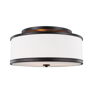 Marteau 510mm Ceiling Light Bronze with White Linen Shade The Lighting Centre NZ