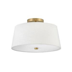 Semi Flush: Beale Ceiling Light 355mm with White Linen Shade The Lighting Centre NZ