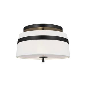 Semi Flush: Cordtlandt Ceiling Light 355mm with White Linen Shade The Lighting Centre NZ