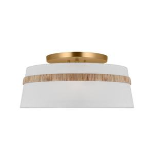 Semi Flush: Cordtlandt Ceiling Light 480mm with Rattan Band The Lighting Centre NZ