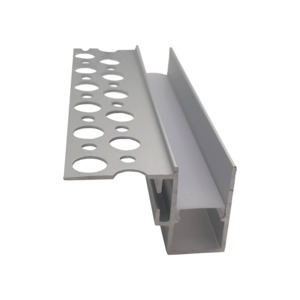 Aluminium Extrusions: LXT49 Recessed Silver Plaster Deep Extrusion with Opal Diffuser 1 Wing The Lighting Centre NZ