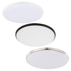 Ollie LED Oyster Light 12w/18w/30w CCT IP54 in Black, White or Satin Nickel Eglo&hellip;