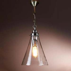 Kitchen Lighting: Gadsden Glass Pendant Light in Silver or Brass (Small or Large)