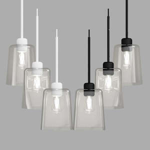 Lightco: Parlour Lite Glass Pendant Light Black or White in Round/Square Shade
