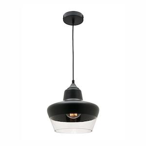 Stout Pendant Light 1x60w E27 Black Metal & Clear Glass Cougar Lighting
