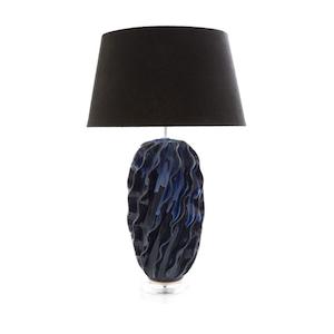 Designer Table Lamps: Longchamp table lamp 1x40w B22 in Blue Emac & Lawton Lighting - ELTIQ102785BLU