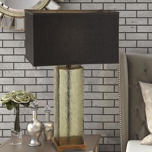 Designer Table Lamps: Wilson Table Lamp 25w E27 in Antique Brass Amber Glass Telbix Lighting - WILSON TL-AB/AM