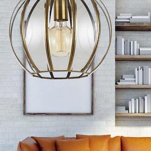Kitchen Lighting: Medina Pendant Light Small or Large E27 in Antique Brass Telbix Lighting - Medina PE30-AB, Medina PE40-AB