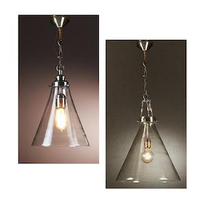 Kitchen Lighting: Gadsden Glass Pendant Light 1x40w E27 in Small or Large Silver Emac & Lawton Lighting - ELPIM50191AS, ELPIM59001AS