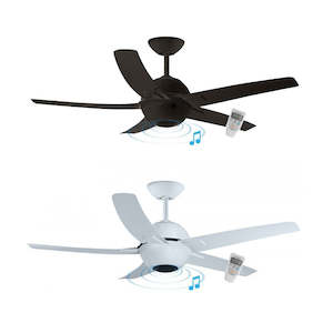 Fan W O Light: Symphony 56" (1420mm) AC Ceiling Fan Only w/ Bluetooth Speaker in Black or White Ventair - SYM1405BL, SYM1405WH