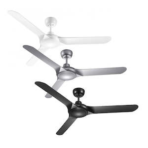 Fan W O Light: Spyda 56" (1400mm) AC Ceiling Fan 3 Blade in Satin White, Matte Black or Titanium Ventair - SPY1423