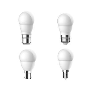 E14 Globes: LED Fancy Globe 3.4W Round 3000k/6500K Frosted Non-Dimmable Crompton Lighting