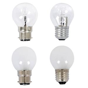 E14 Globes: 18w, 28w Halogen B22, E27, B15, E14 Fancy Round Globe Warm White 2800k Dimmable