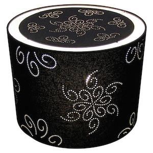 Lamp Shade: Accessories- Shade Lucille Pattern Drum 12‐12‐9 E27 Black Oriel Lighting OL91821