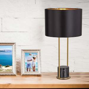 Designer Table Lamps: Desire Table Lamp E27 in Antique Gold+White/Black+Black Telbix Lighting - DESIRE TL-AG+WH, DESIRE TL-BK+BK