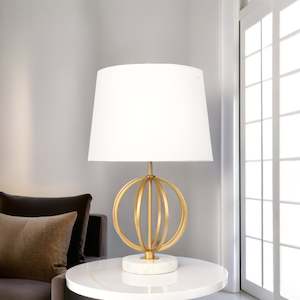 Designer Table Lamps: Gold Table Lamp with Marble Base