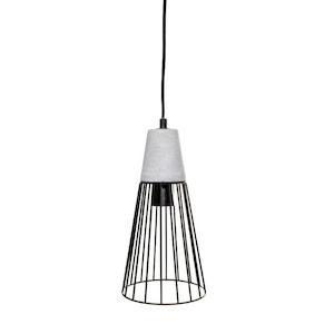 Murray Pendant Light 1xB22 in Concrete and Black Metal Cafe Lighting - 20327