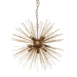 Sunburst Pendant Light 12xE14 Iron in Gold Cafe Lighting - 20433