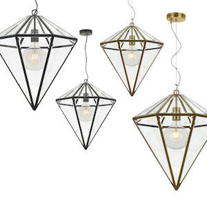 Black Pendant Light: Talia Pendant Light in Antique Brass or Black (Small or Medium) Telbix Lighting - TALIA-PE